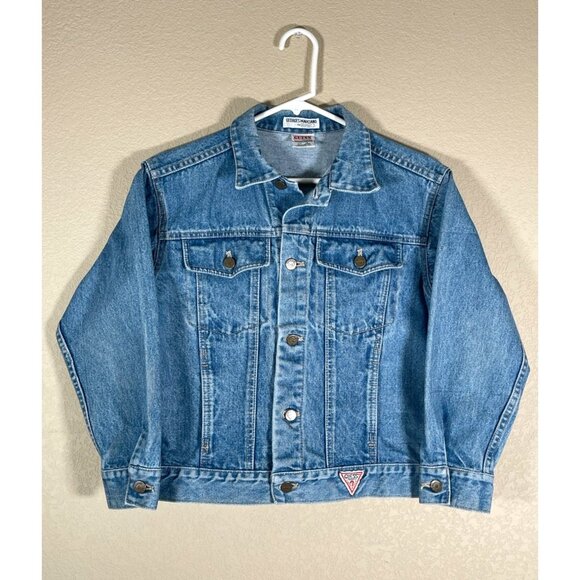 Vintage GUESS George Marciano Denim Trucker Jacket 90's Youth Unisex - Picture 2 of 10